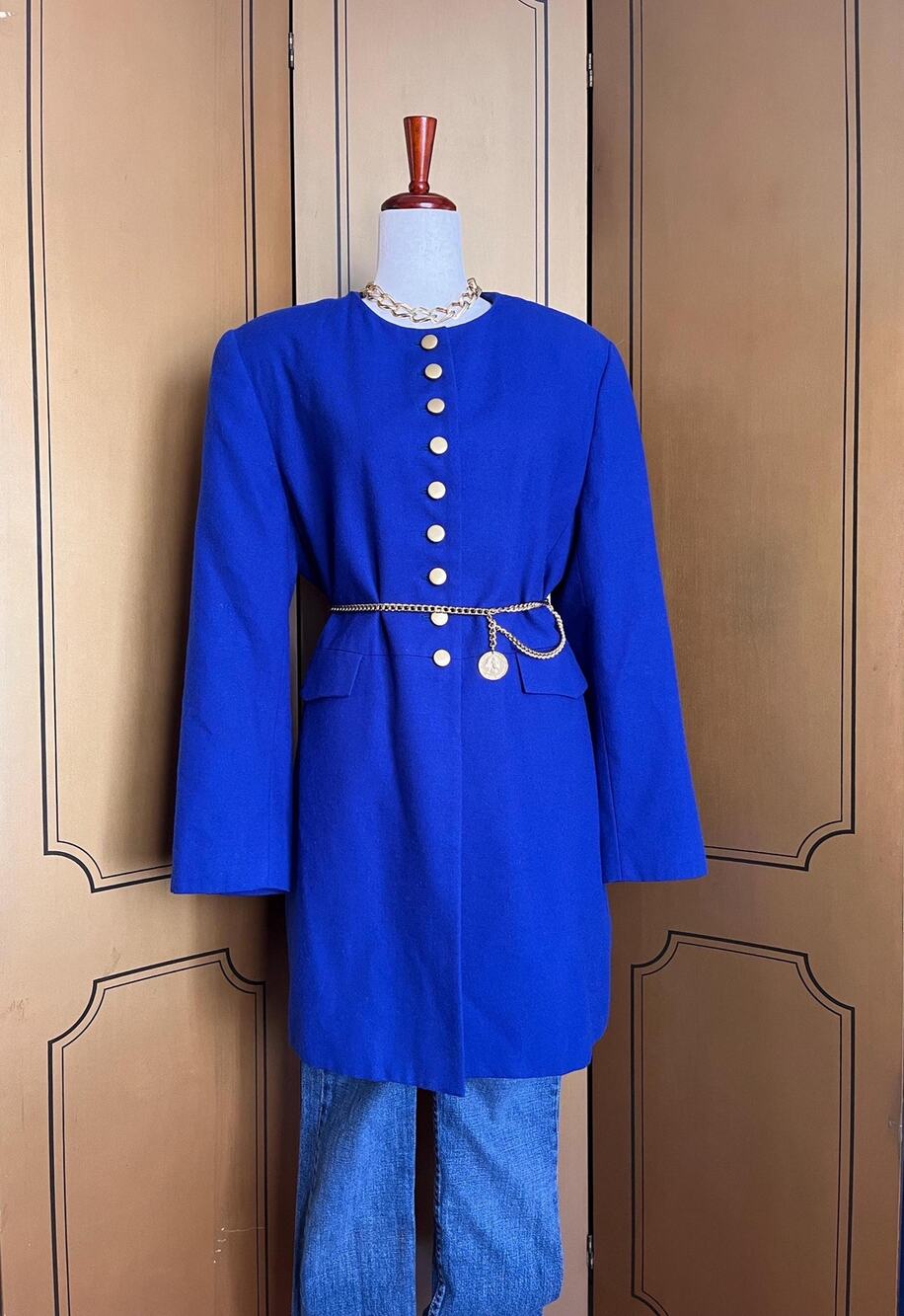 Vintage wool jacket in blue, size XL